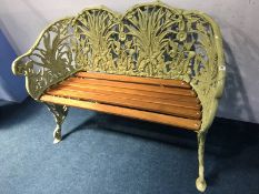 A modern apple green garden bench