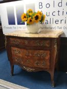A good quality Louis XV style marble top commode, with three drawers, 92cm wide
