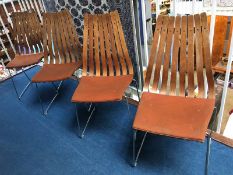 A set of four Norwegian Hove Mobler bentwood chairs, designed by Hans Brattrud, rosewood on steel,