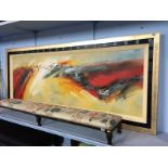 20th century modern oil on canvas, signed 'Wilkinson', 'Abstract', 60 x 182cm