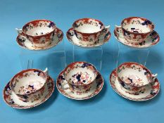 Six Victorian cups and saucers