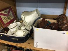 Shelf of assorted, including tea and dinner china