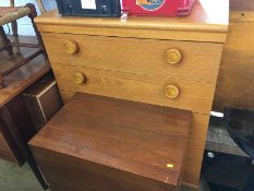 Teak record cabinet and a chest of drawers