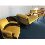 An Edwardian Salon suite, comprising, chaise and a pair of tub chairs, four single chairs and two