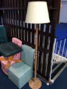 Stool, two bedroom chairs, standard lamp