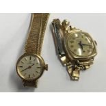 A ladies 9ct gold Omega watch and one other