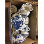 Assorted blue and white china