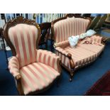 A modern Victorian style two seater settee and armchair