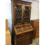 An oak bureau bookcase