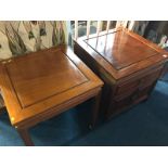 An Oriental cabinet and a small Oriental coffee table
