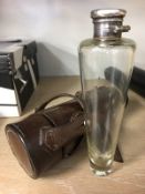 Silver top stirrup flask and holder