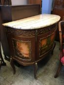 A Louis XV style marble top side cabinet