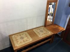 Teak nest of tables, mirror and a coffee table