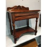 Reproduction mahogany side table with single drawer