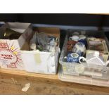 Three boxes, including cut glass, Ringtons china etc.