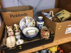 Three boxes, including Oriental vase etc.