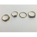 Four 18ct gold rings, 9.4g total weight