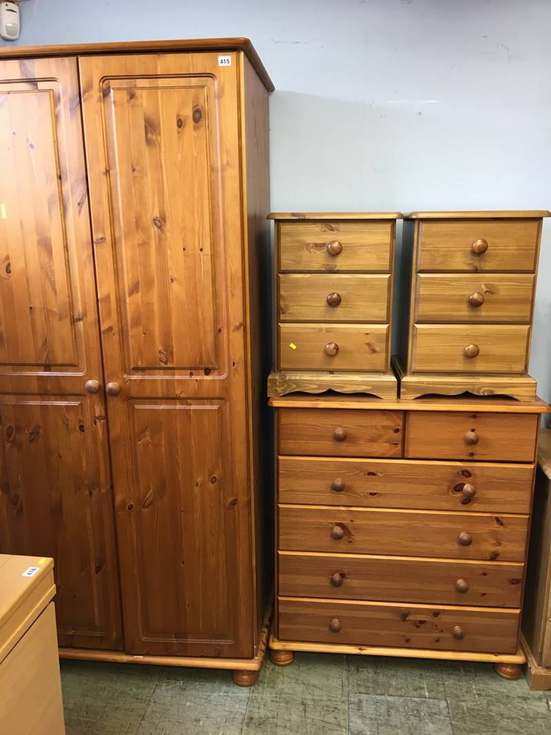 Pine wardrobe, chest of drawers, bedside drawers, blanket box, dressing table etc. - Image 2 of 2