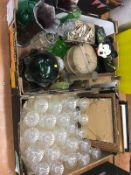 Two boxes of assorted glass, prints etc.