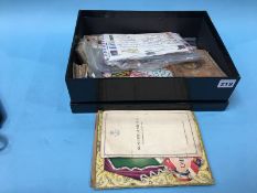 Box of assorted ephemera, cigarette cards etc.