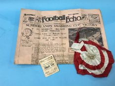 A 1937 FA Cup final ticket stub signed by every member of the Sunderland Football Team who played on