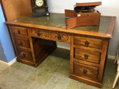 Oak pedestal desk