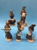 Five Lladro Monks