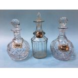 Three glass decanters