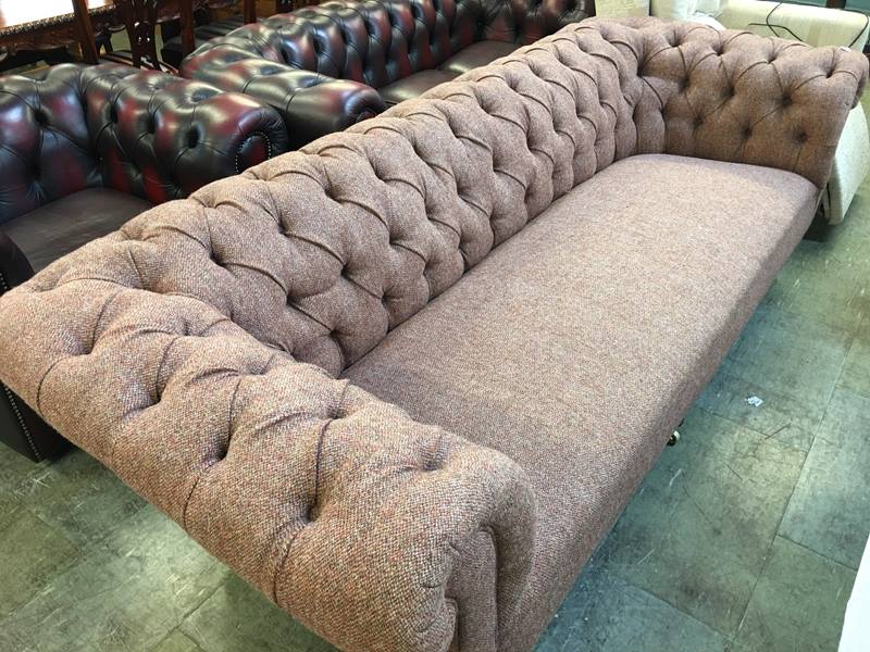 An Edwardian four seater Chesterfield settee (newly reupholstered) - Image 2 of 2