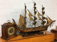 Mantle clock, model boat etc.