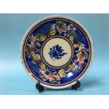 A Continental tin glazed decorated plate