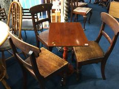 A 19th century tripod table and a set of three 19th century mahogany chairs