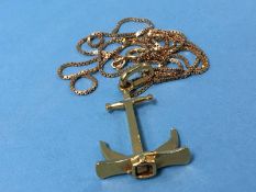 A necklace with anchor pendant, stamped '750', 14.8g