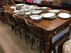 A pine Farmhouse refectory table and six chairs, 212cm length, 90cm wide