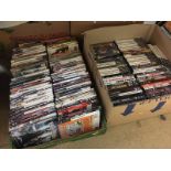 Two boxes of DVDs