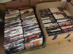 Two boxes of DVDs