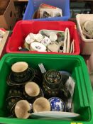 Three boxes of assorted Denby, Royal Worcester etc.