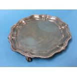 A silver tray with beaded edge, Walker and Hall, Sheffield, 1911, 14.4oz