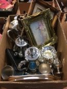 Box of assorted including silver plate etc.