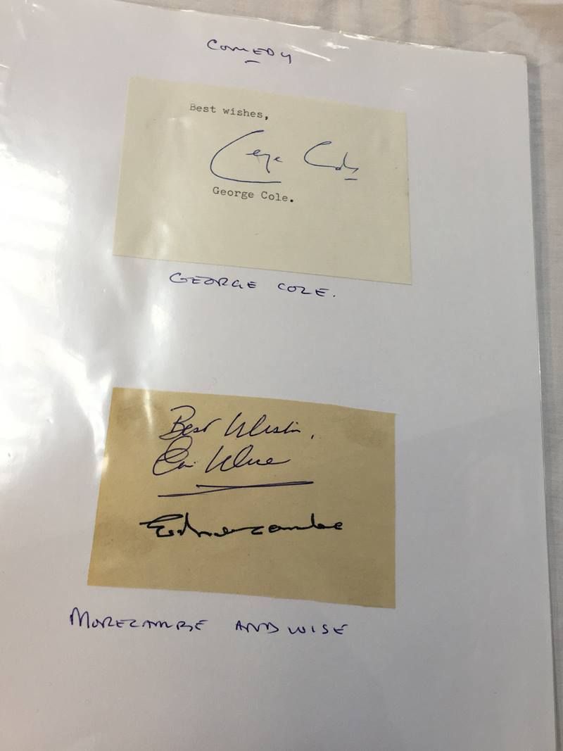Comedy autographs; A collection off 22 signatures, including Morecambe and Wise, Peter Sellers, - Image 2 of 3