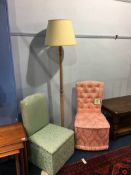Standard lamp and two bedroom chairs