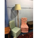 Standard lamp and two bedroom chairs