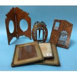 Three decorative souvenir wooden photo frames and three others