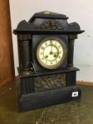 A Victorian slate mantel clock