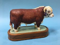 A Royal Worcester porcelain 'Hereford Bull', modelled by Doris Lidner, with accompanying letter from