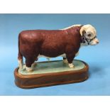 A Royal Worcester porcelain 'Hereford Bull', modelled by Doris Lidner, with accompanying letter from