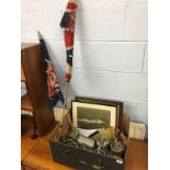 Assorted tankards, flags and ship photographs