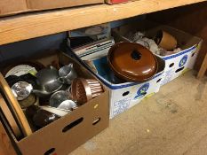 Three trays of assorted, including Piquot ware