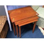 Teak nest of three tables