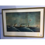 Early 20th century watercolour, unsigned, 'The 'Ackworth' navigating rough seas', bears label to